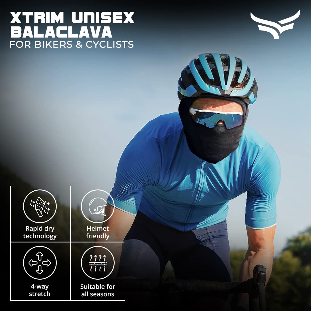 XTRIM Face Mask for Men and Women, Balaclava for Bike Riding, UV-Protected Full Face Mask, Breathable Helmet Liner, Sweat Absorbing, Odour-Free, Sun & Dust Protection