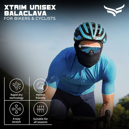 XTRIM Face Mask for Men and Women, Balaclava for Bike Riding, UV-Protected Full Face Mask, Breathable Helmet Liner, Sweat Absorbing, Odour-Free, Sun & Dust Protection