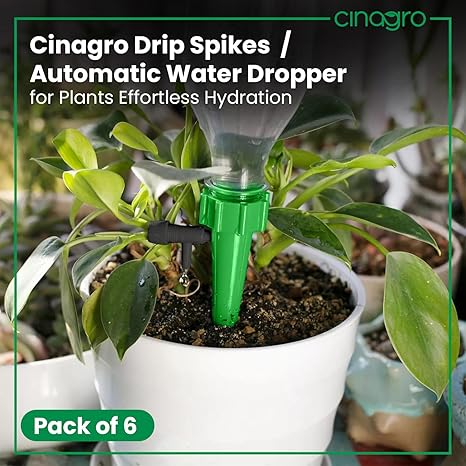 Cinagro (Pack of 6) Drip Irrigation kit for Home Garden, Self-Watering Spikes, Drip Spikes for Plants, Home Garden, Automatic Plant Watering Devices