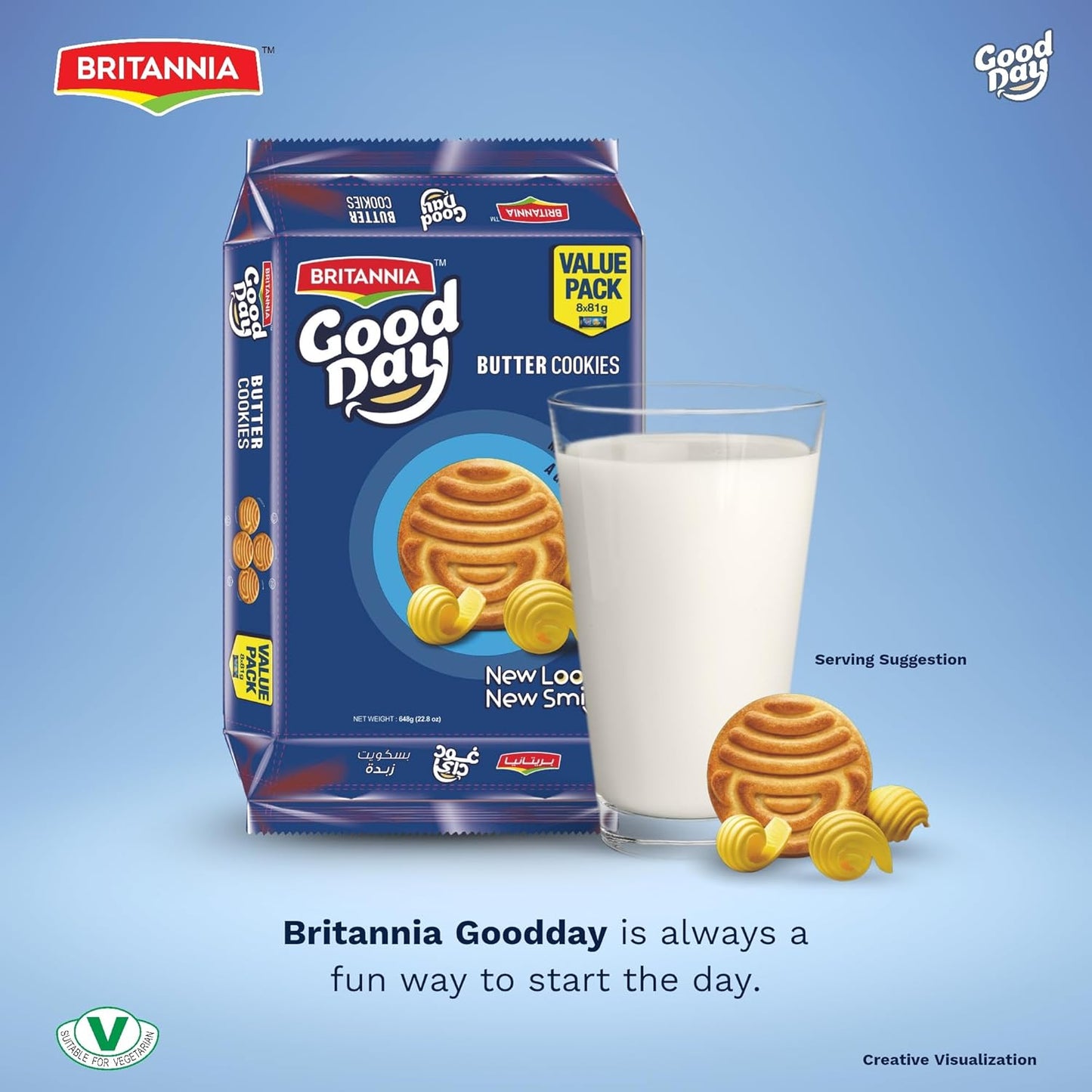 Britannia Good Day Butter Cookies Family Pack | Each Rich Buttery Flavor Crunchy Tea-Time Snack Perfect for Breakfast or Anytime Treat(12X8X81G)