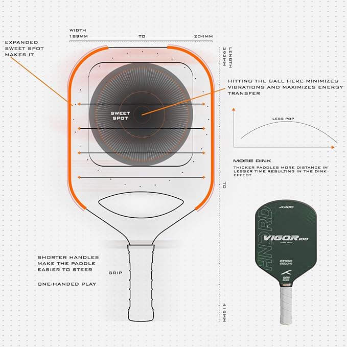 Hundred Vigor 100 USA Approved Pickleball Paddle | 13mm Core | Power Play | Free Bag Included