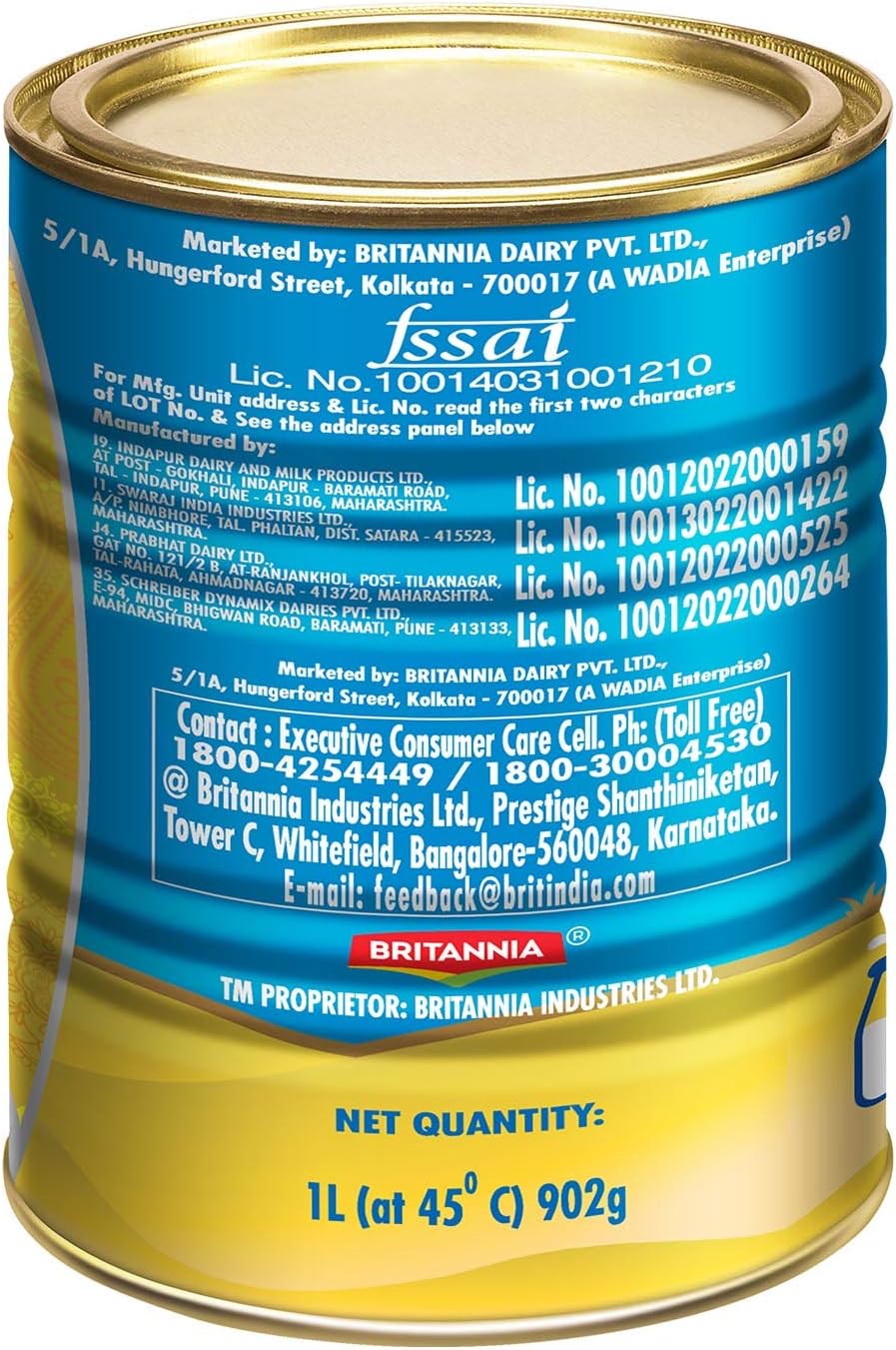 Britannia Pure Ghee Traditional Clarified Butter | Rich Aroma & Flavor Ideal for Cooking, Baking & Frying (907g) Pack of 1