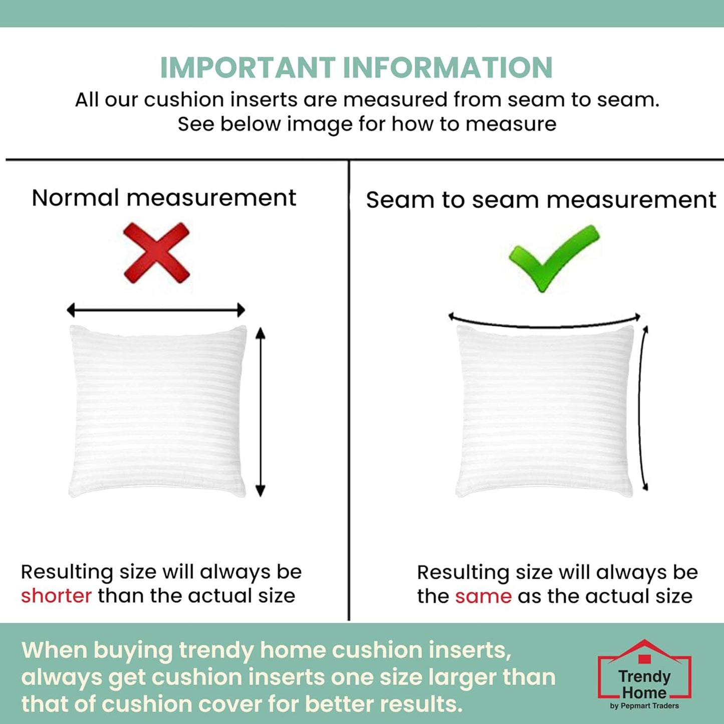 Trendy Home 20x20 Throw Pillow Insert (Set of 2, White) Bed and Couch Pillows Stuffer Hypoallergenic, Decorative Home Indoor Outdoor Sofa Pillow Filler (Machine Wash, 2 Pack)