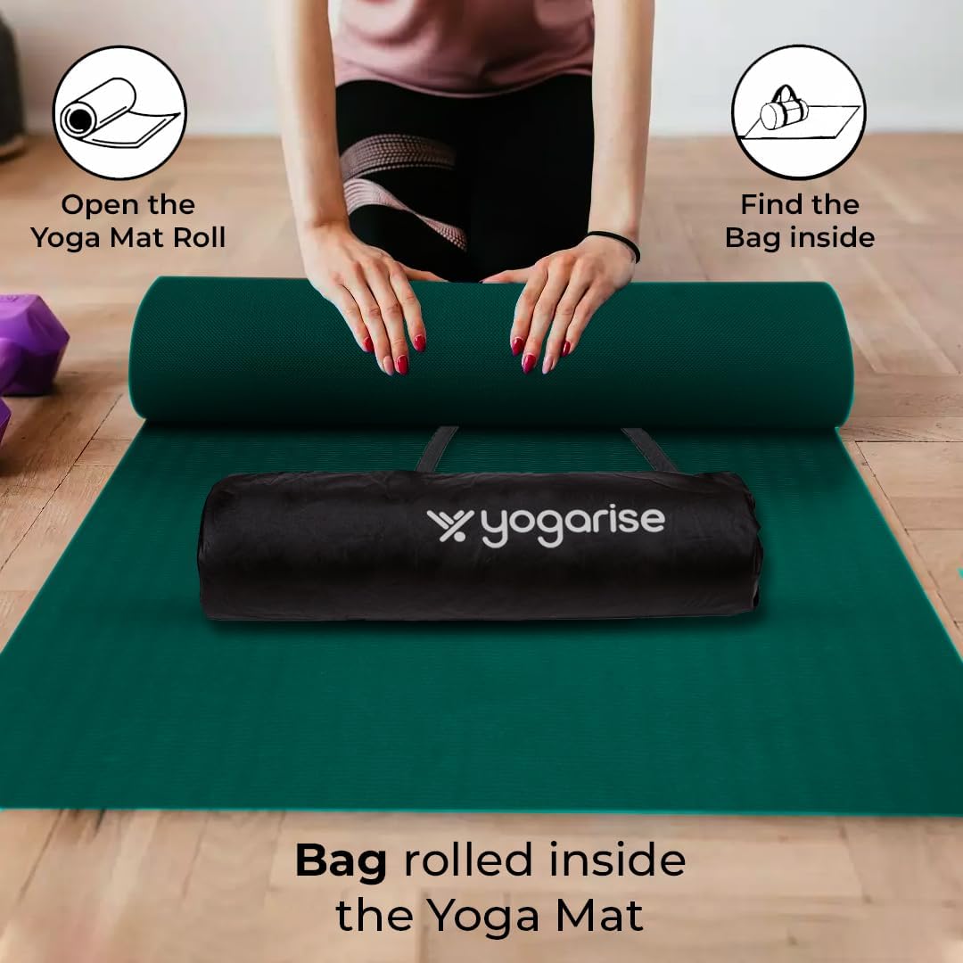 Yogarise Anti-Skid Yoga Mat with Carry Bag & Strap For Home Gym & Outdoor Workout, Water-Resistant, Soft, Easy to Fold