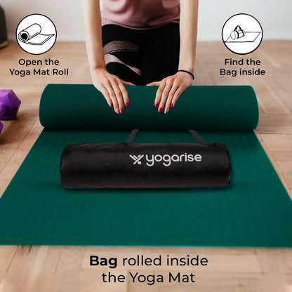Yogarise Anti-Skid Yoga Mat with Carry Bag & Strap For Home Gym & Outdoor Workout, Water-Resistant, Soft, Easy to Fold