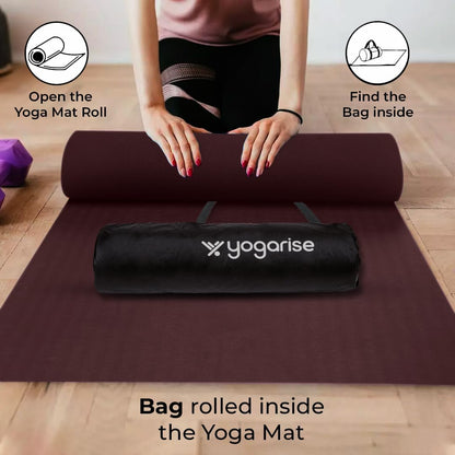 Yogarise Anti-Skid Yoga Mat with Carry Bag & Strap For Home Gym & Outdoor Workout, Water-Resistant, Soft, Easy to Fold