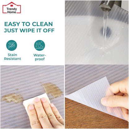 Senego Multipurpose Anti-Slip Mat for Kitchen (45 cm x 5 m), Food Grade & Washable, Mat for Fridge, Shelves, Cupboards, EVA Shelf Liner Sheet for Drawers & Wardrobe (Stripe Texture, White)