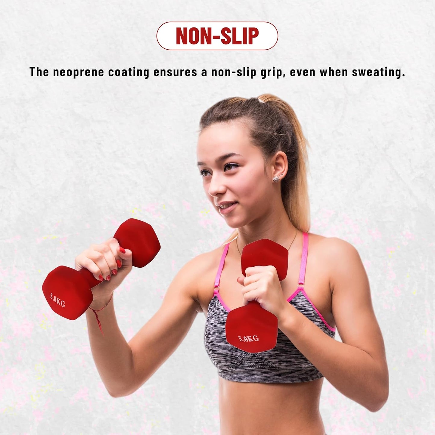 Endless Neoprene Coated Fixed Dumbbell for Gym Exercises | Material: Iron with Vinyl Coat | Weights for Women and Men | Colour: Multicoloured