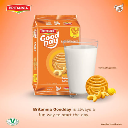 Britannia Good Day Cashew Cookies Family Pack 21.2oz (600g) | Breakfast & Tea Time Snacks - Delicious Grocery Cookies (Pack of 1)