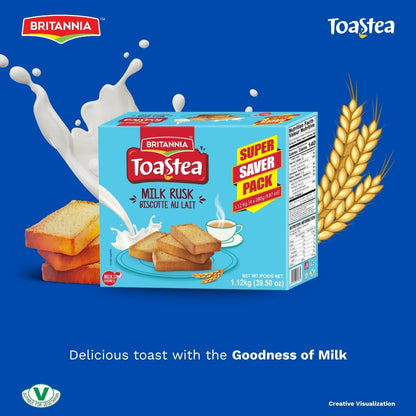 Britannia Milk Rusk with the Goodness of Milk Super Saver Pack - 1.12 Kg (4x280g)
