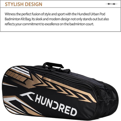 Hundred Urban Pod Badminton Kit Bag Polyester (Black/Gold)