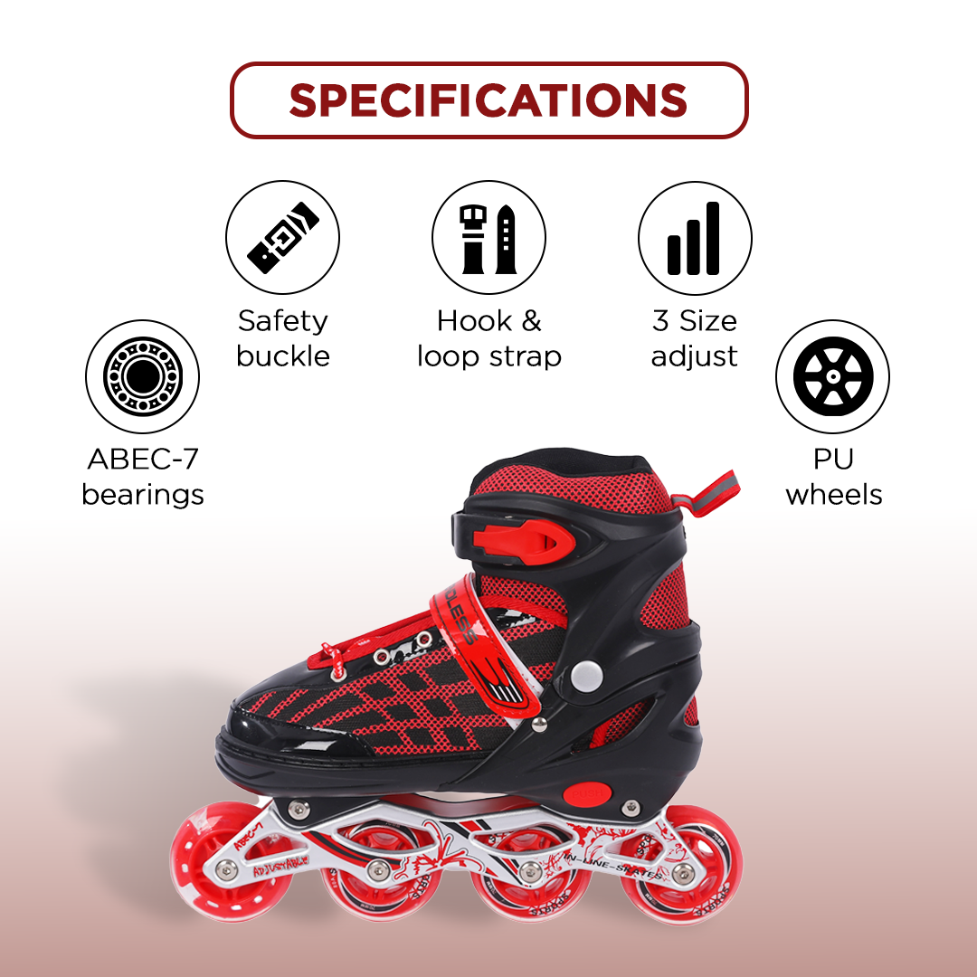 Endless EL1025 Inline Adjustable Skates | Aluminium Chassis and 70 mm PU Wheels | Front Wheel Flash, ABEC 7 Bearings | In-Outdoor