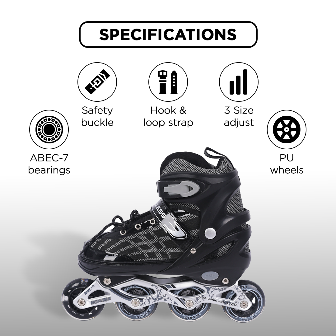 Endless EL1025 Inline Adjustable Skates | Aluminium Chassis and 70 mm PU Wheels | Front Wheel Flash, ABEC 7 Bearings | In-Outdoor