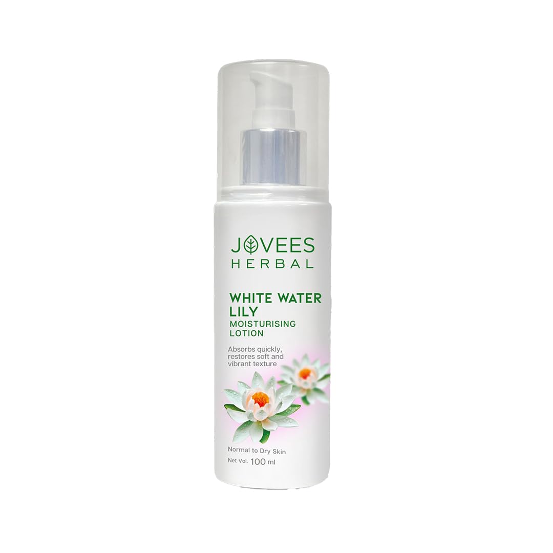 Jovees White Water Lily Moisturizing Lotion (100ml) For Normal to Dry Skin | Lightweight, Non - Sticky, Optimum Moisturization | Aloe Vera Juice | Strawberry Extract | 100% Natural