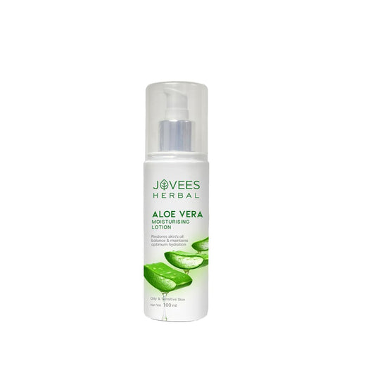 Jovees Aloe Vera Moisturising Lotion (100ml) Sandal And Peach Extract | Nourishes, Heals and Hydrates Skin, Regeneration, Anti - Inflammatory | Vitamin E | For Oily & Sensitive Skin