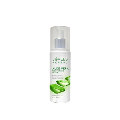 Jovees Aloe Vera Moisturising Lotion (200ml) Sandal And Peach Extract | Nourishes, Heals and Hydrates Skin, Regeneration, Anti - Inflammatory | Vitamin E | For Oily & Sensitive Skin