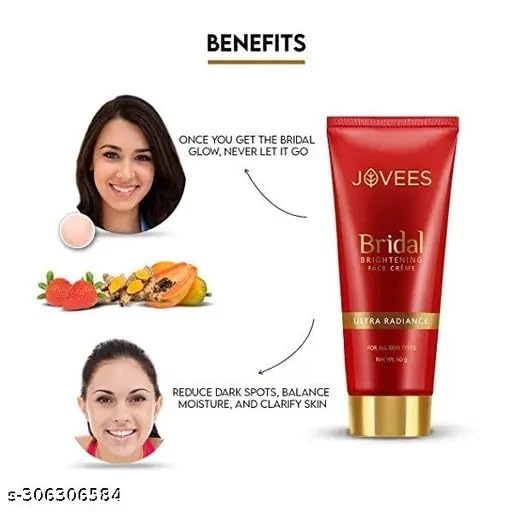 Jovees Herbal Bridal Face Cream (60gm) For Natural Glow and Brightness | Ultra Radiance, Hydrated and Flawless Skin | Daily Use | Paraben and Alcohol Free | Turmeric | Papaya | For All Skin Types