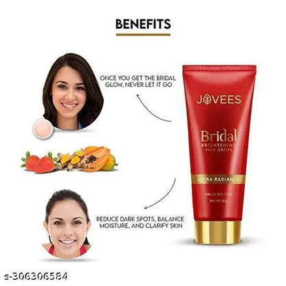 Jovees Herbal Bridal Face Cream (60gm) For Natural Glow and Brightness | Ultra Radiance, Hydrated and Flawless Skin | Daily Use | Paraben and Alcohol Free | Turmeric | Papaya | For All Skin Types
