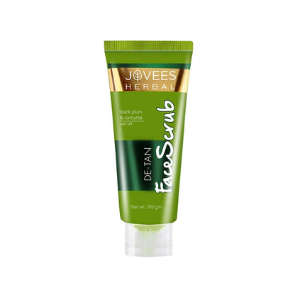 Jovees Detan Face Scrub With SPF (100gm) Contains Turmeric, Aloe Vera, Black Plum Extracts | Gently Removes Dead Skin | Removes Tanning | For All Skin Types