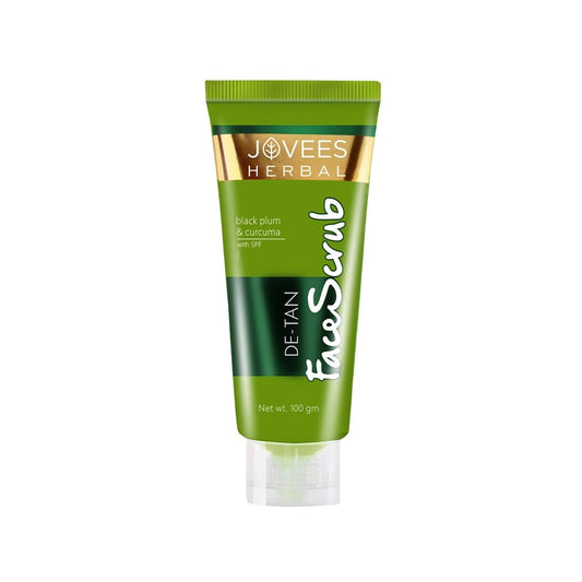 Jovees Detan Face Scrub With SPF (100gm) Contains Turmeric, Aloe Vera, Black Plum Extracts | Gently Removes Dead Skin | Removes Tanning | For All Skin Types