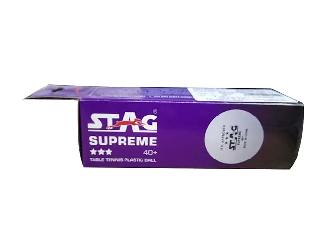 STAG SUPREME Plastic Table Tennis Balls, Size Standard, (White) PACK OF 3