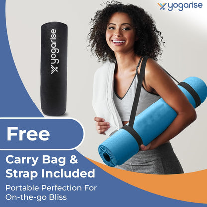 Yogarise 6mm Dual-Shade Yoga Mat | Comes with Carry Bag & Strap for Men & Women, TPE Material, Non-Slip Texture, Extra Wide & Thick, Exercise Mat for Gym Workout, Sweat-Resistant