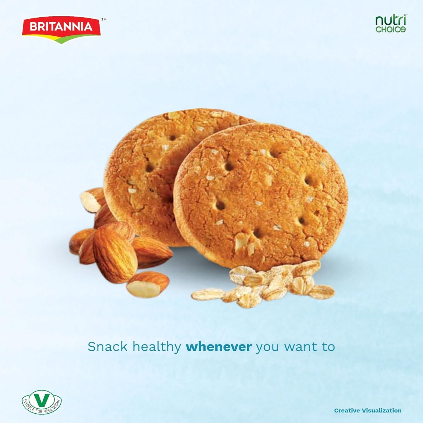 Britannia NutriChoice Almond Oats & Milk Biscuits Family Pack (6X75g)