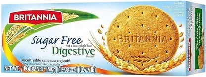 BRITANNIA Digestive Sugar Free Biscuits | Whole Wheat Flavor Cookies - Breakfast & Tea Time Healthy Snacks (Pack of 1) (350g)