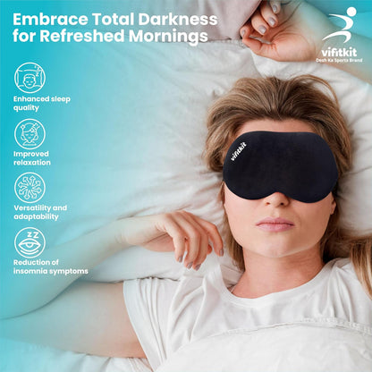 VFK Eye Mask For Sleeping With Adjustable Strap, Premium Sleeping Mask for Men, Women and Kids, Blind Fold For Comfortable Sleep, Travelling Sleep Mask, Sleeping Eye Mask (Black)