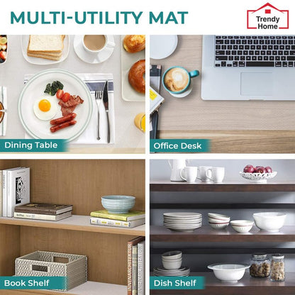 Anti-Slip Mat for Kitchen (45 cm x 3 m), Food Grade & Washable, Mat for Fridge, Shelves, Cupboards, EVA Shelf Liner Sheet for Drawers & Wardrobe (Honeycomb Texture, White)