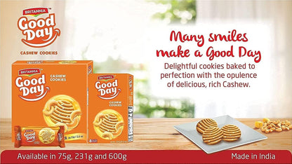 Britannia Rich Cashew Cookies | Crunchy Buttery Biscuits with Real Cashew Nuts | Tasty Snack for Tea-Time Snack Perfect for Breakfast or Anytime Treat (231g)