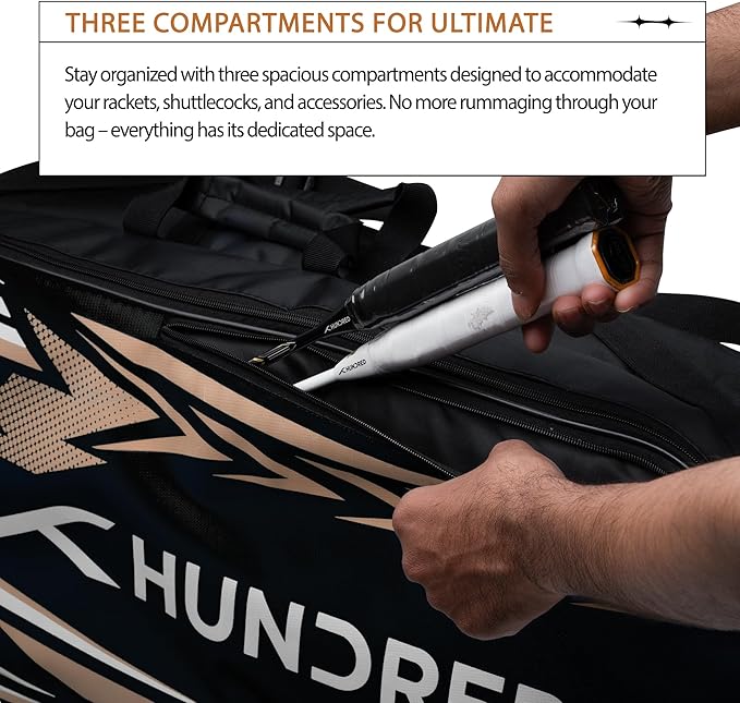 Hundred Urban Pod Badminton Kit Bag Polyester (Black/Gold)