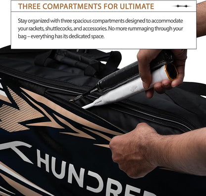Hundred Urban Pod Badminton Kit Bag Polyester (Black/Gold)