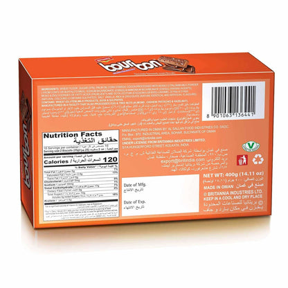 Britannia Bourbon The Original Cappuccino Crème Biscuits | Smooth Chocolate Cappuccino Cream Filling Crunchy Tea-Time Snack with Sugar Crystals (390g)