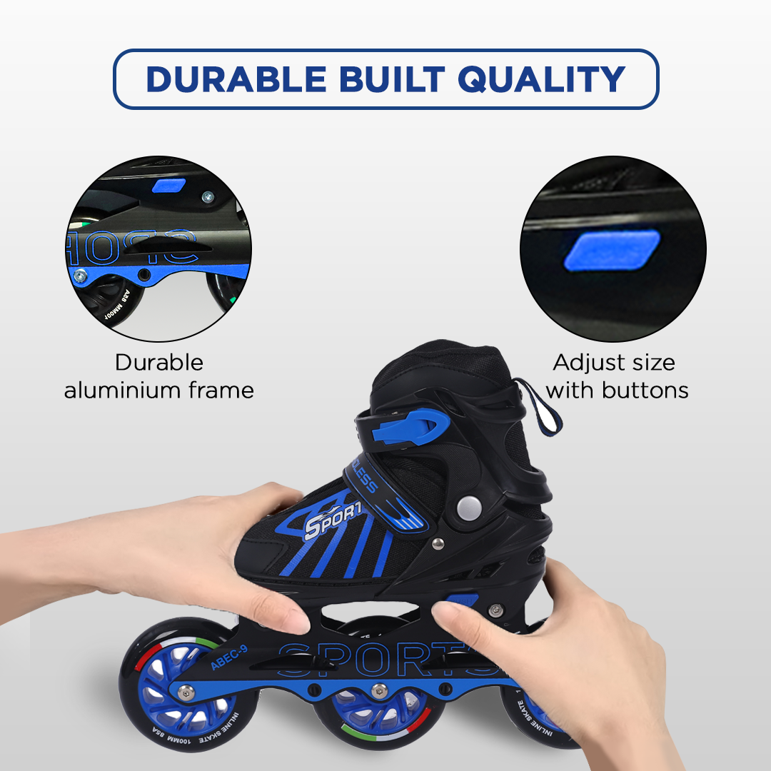 Endless EL1031 Inline Adjustable Skates for 3 to 6 Years | Aluminium Chassis and 100 mm PU Three Wheels | With ABEC 9 Bearings | Indoor and Outdoor