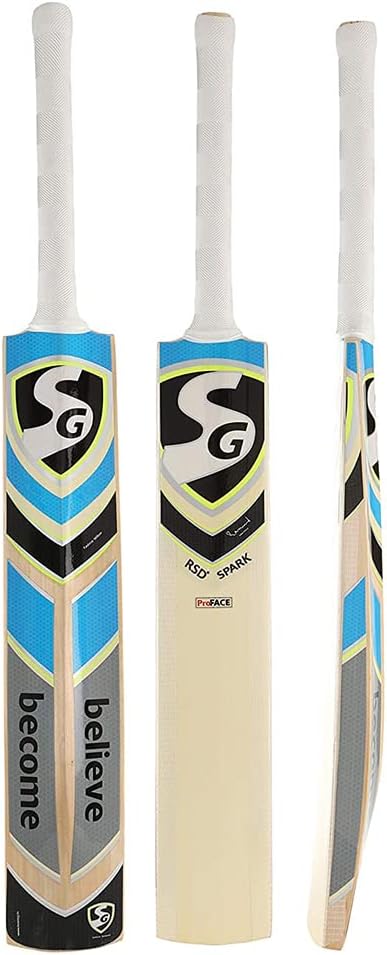 SG RSD Spark Cricket Bat for Mens and Boys (Beige, Size -4) | Material: Kashmir Willow | Lightweight | Free Cover | Ready to Play | for Intermediate Player | Ideal for Leather Ball | Grade 1