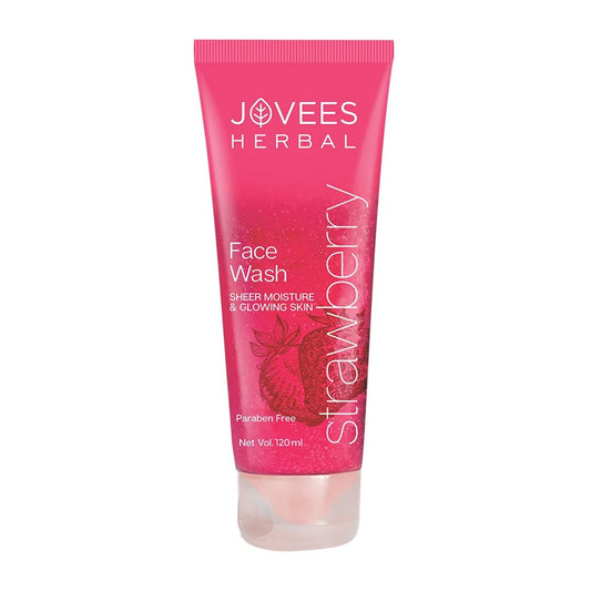 Jovees Strawberry Face Wash with Strawberry Extracts (120ml) For Normal to Dry Skin | Treats Wrinkles | Soft | Deep Cleansing | Vitamin E & Jojoba | For Women/Men | For Hydrating & Glowing Skin