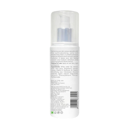 Jovees White Water Lily Moisturizing Lotion (100ml) For Normal to Dry Skin | Lightweight, Non - Sticky, Optimum Moisturization | Aloe Vera Juice | Strawberry Extract | 100% Natural