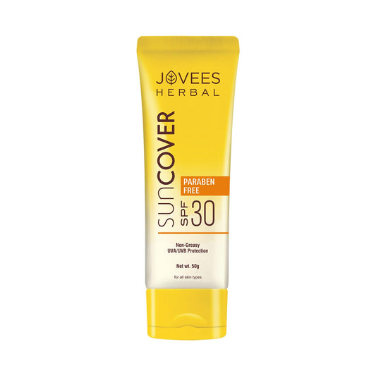 Jovees Herbal Sandalwood Natural Sun Cover SPF 30 (50gms) UVA/UVB Protection | Non Greasy | Quick Absorption | For All Skin Types