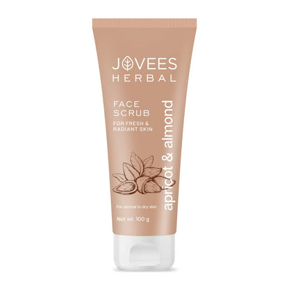 Jovees Apricot & Almond Face Scrub with Almond (100gm) Apricot & Wheatgerm Oil | Gently Removes | Dead Skin Cells | Reduces Pigmentation | For Normal & Dry Skin