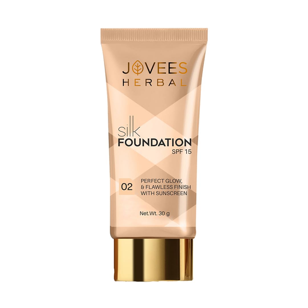 Jovees Face Natural Glow Silk Foundation (30gm) Hydrating | Flawless With Suncream (SPF 15) Moisturizer | Argan & Almond Oil | All Skin Types