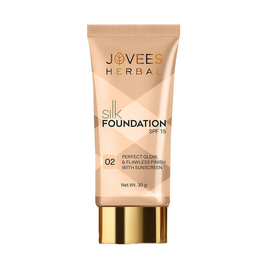 Jovees Face Natural Glow Silk Foundation (30gm) Hydrating | Flawless With Suncream (SPF 15) Moisturizer | Argan & Almond Oil | All Skin Types
