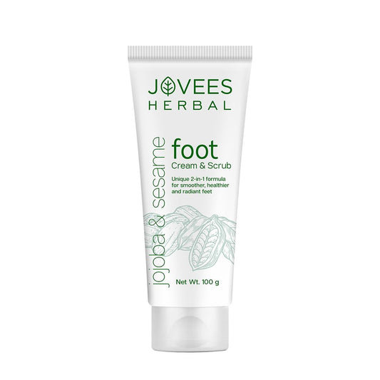 Jovees Foot Care Cream & Scrub (100gm) Unique 2 - in - 1 Formula | With Jojoba, Lemongrass & Rosemary Extract | Massage | Smoother | Hydrates & Prevents Cracked Heels