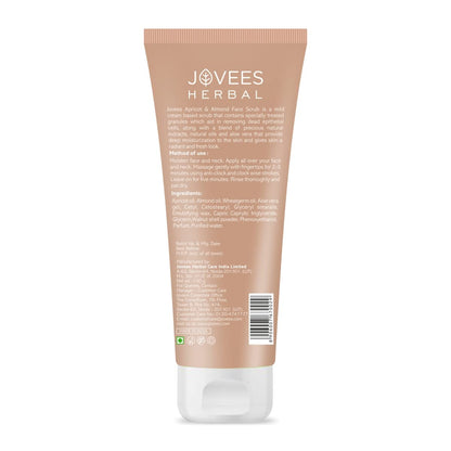 Jovees Apricot & Almond Face Scrub with Almond (100gm) Apricot & Wheatgerm Oil | Gently Removes | Dead Skin Cells | Reduces Pigmentation | For Normal & Dry Skin