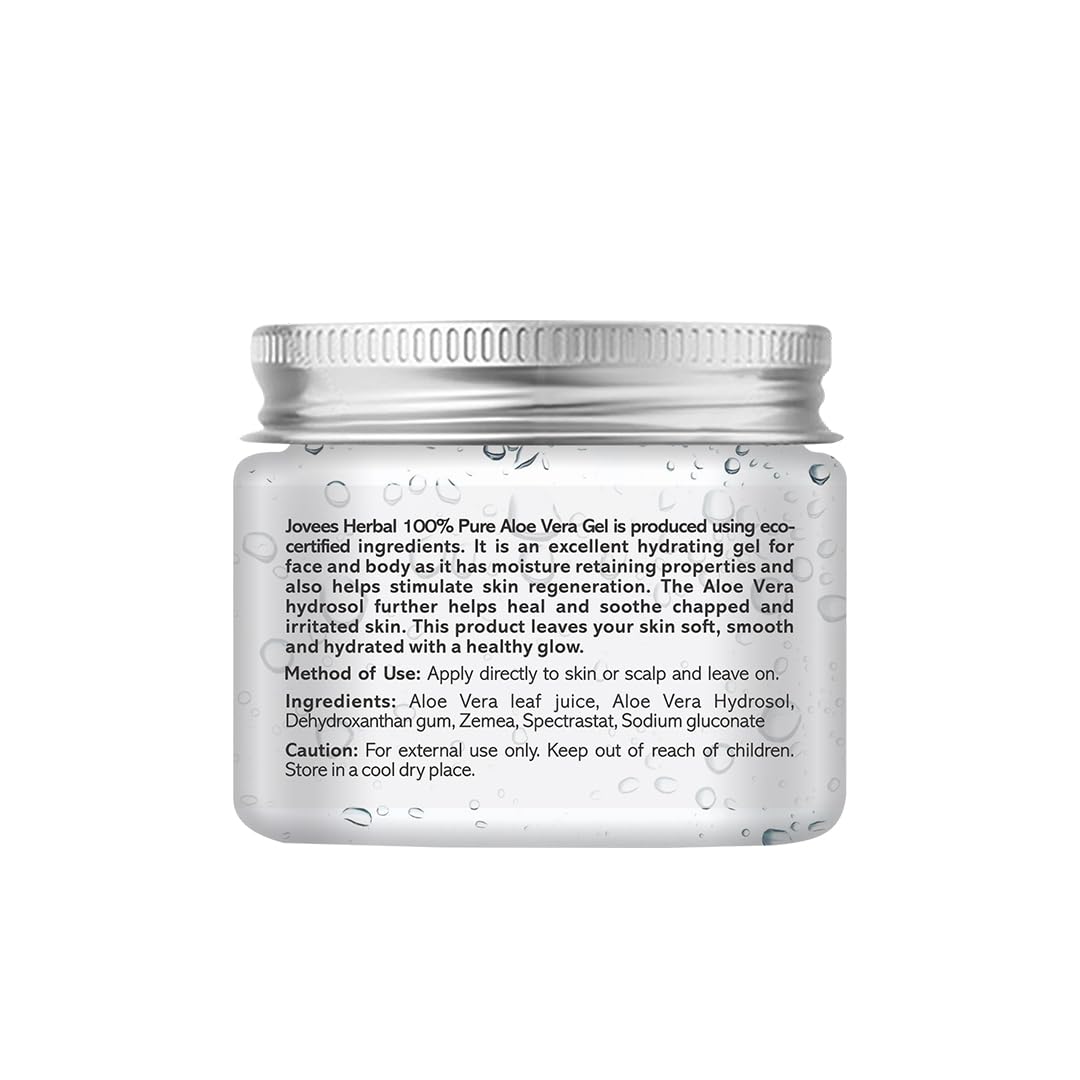 Jovees 100% Pure Aloe Vera Multipurpose Gel (200gm) For Face , Skin & Hair | For Both Men & Women | No Parabens, Mineral Oils, Silicones & Synthetic Color | Lightweight | All Skin Types