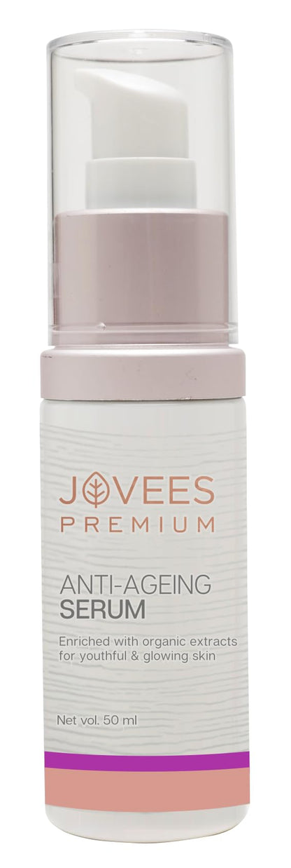 Jovees Premium Advanced Anti Ageing Serum (50ml) With Turmeric Oil, Argan Oil & Vitamin E | Repairs Fine Lines & Wrinkles | Reduces Dullness | Gives Even Skin Tone