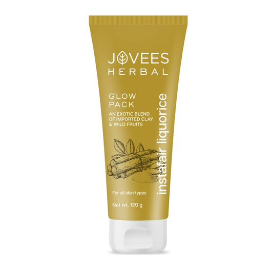 Jovees Herbal Insta Fair Liquorice Clay Pack For Brighter Glowing Skin (120gm) Bearberry & Multani Mitti | Blackheads | Dead Skin Cells | Healthy Glow | All Skin Types | Paraben & Alcohol Free