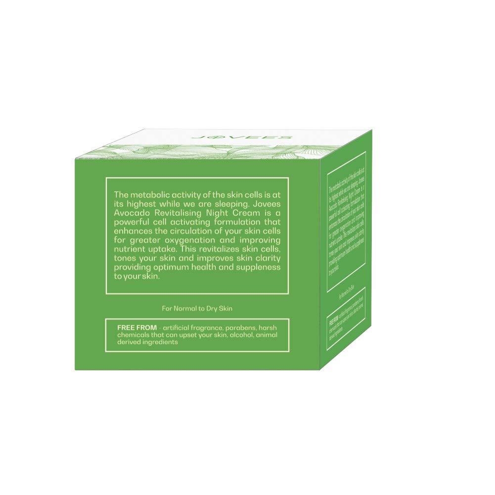 Jovees Night Cream with Avocado for Younger and Glowing (50gm) With Cereal Protein | Revitalising | Refreshes | Relax | Jojoba & Almond Oil | All Skin Types