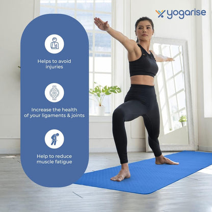 Yogarise Anti-Skid Yoga Mat with Carry Bag & Strap For Home Gym & Outdoor Workout, Water-Resistant, Soft, Easy to Fold