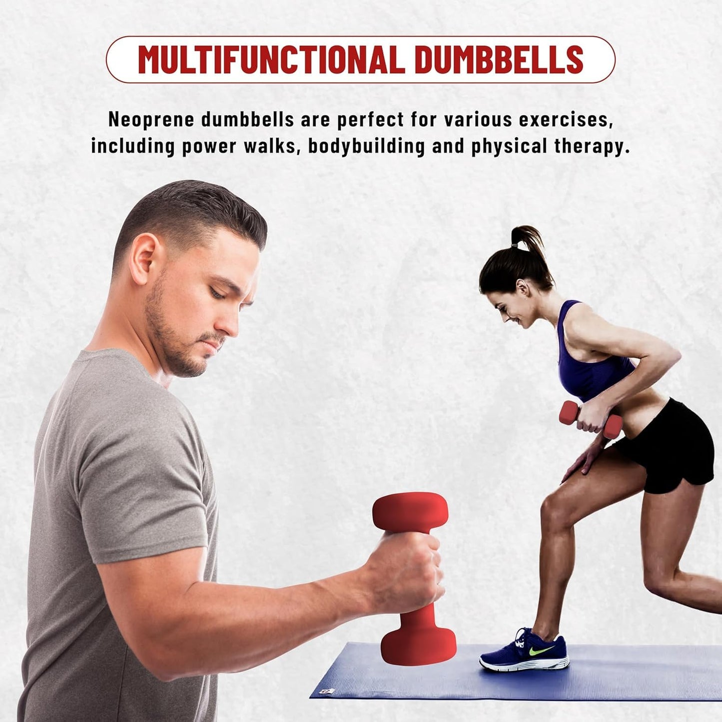 Endless Neoprene Coated Fixed Dumbbell for Gym Exercises | Material: Iron with Vinyl Coat | Weights for Women and Men | Colour: Multicoloured